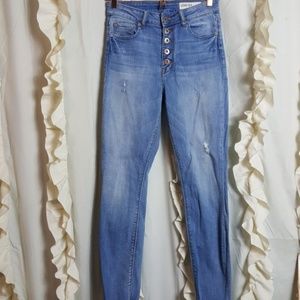 Pistola high waisted button fly jeans raw edge hem
